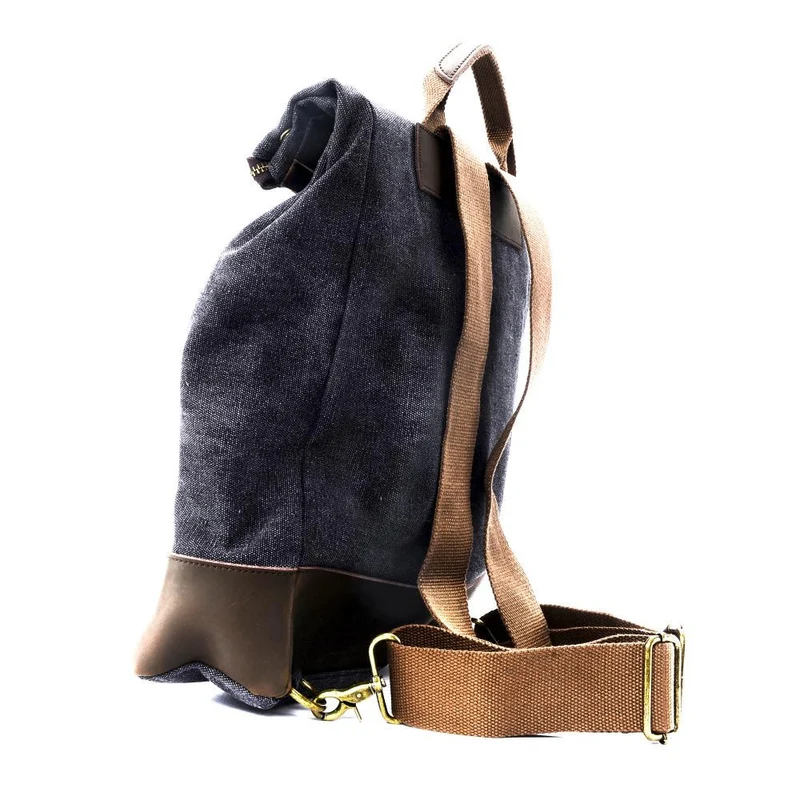 Sac à dos en toile et cuir TEKOKOTA Noir