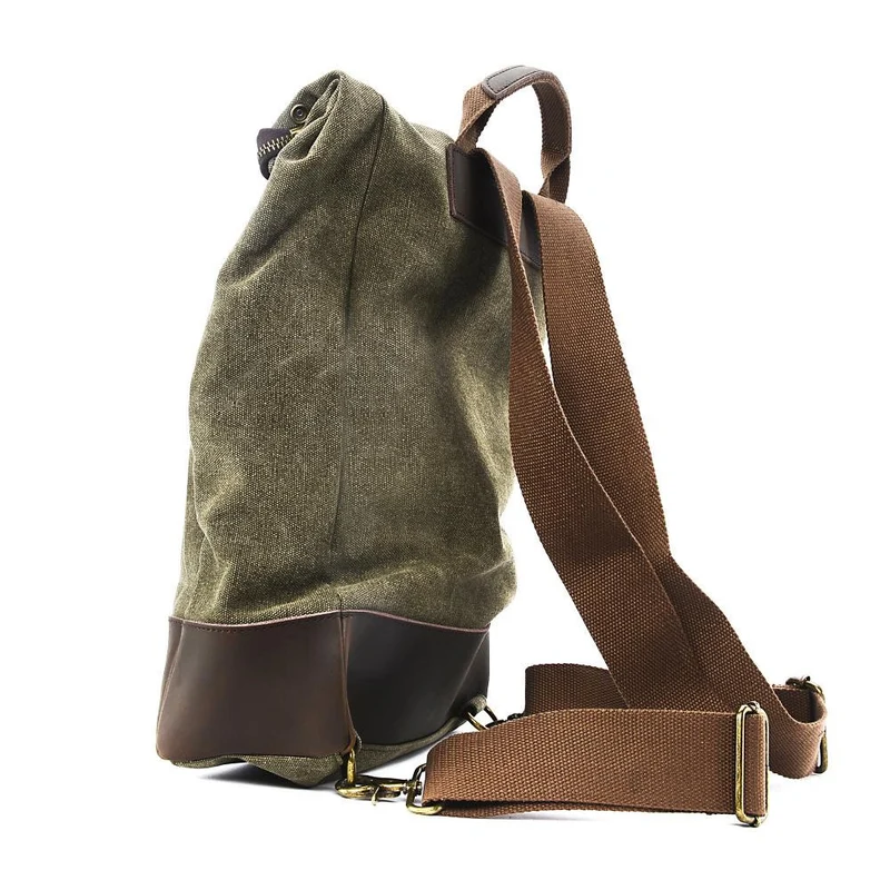 Sac à dos en toile et cuir TEKOKOTA Vert olive
