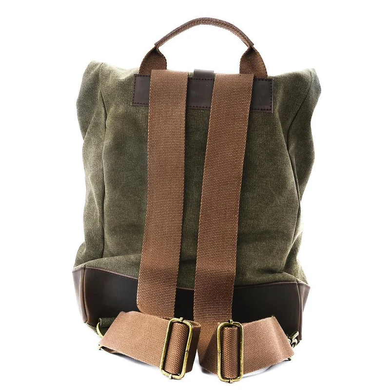 Sac à dos en toile et cuir TEKOKOTA Vert olive