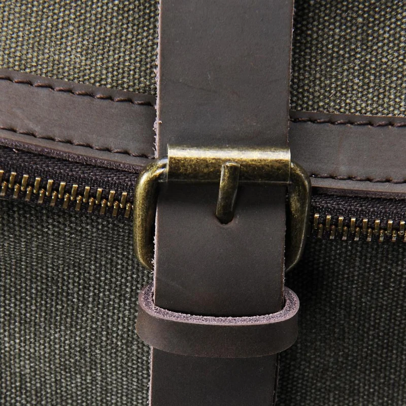 Sac à dos en toile et cuir TEKOKOTA Vert olive