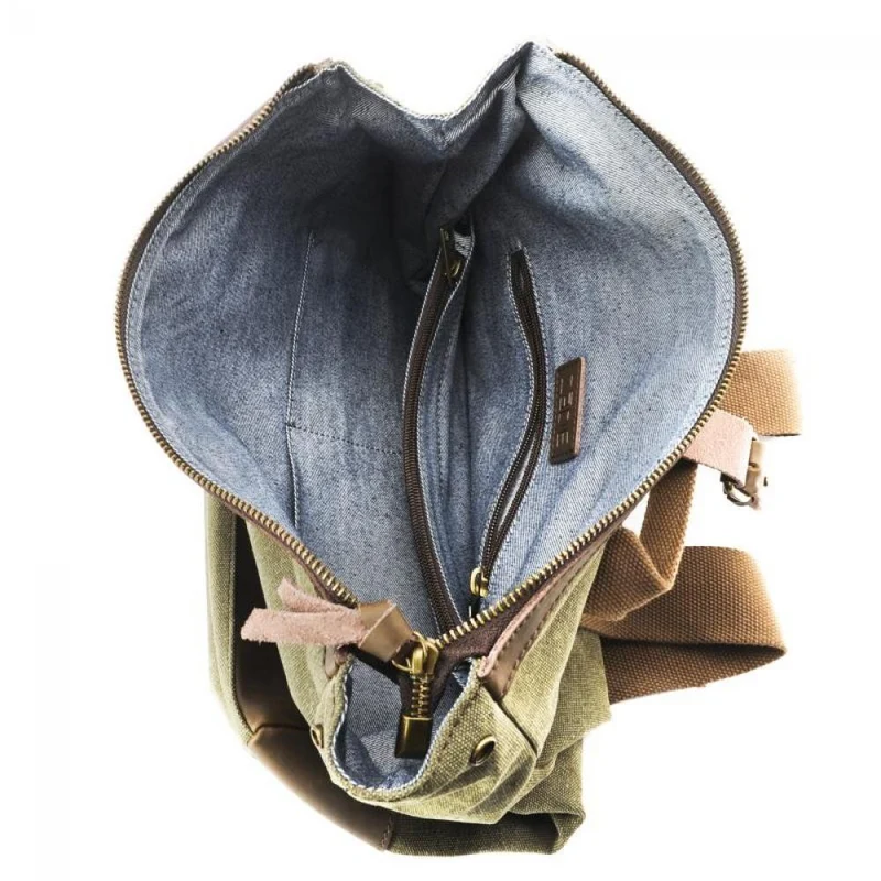 Sac à dos en toile et cuir TEKOKOTA Vert olive