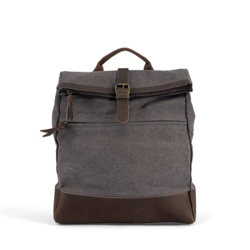 Sac à dos en toile et cuir TEKOKOTA Gris taupé