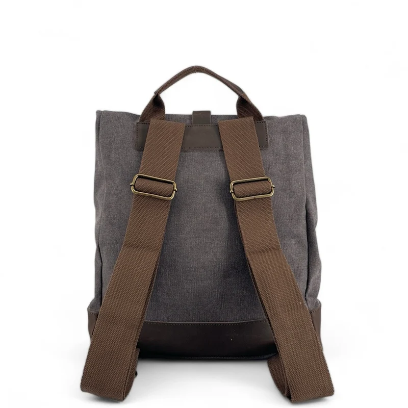 Sac à dos en toile et cuir TEKOKOTA Gris taupé