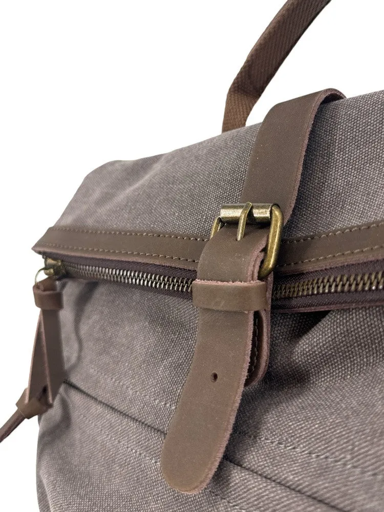 Sac à dos en toile et cuir TEKOKOTA Gris taupé
