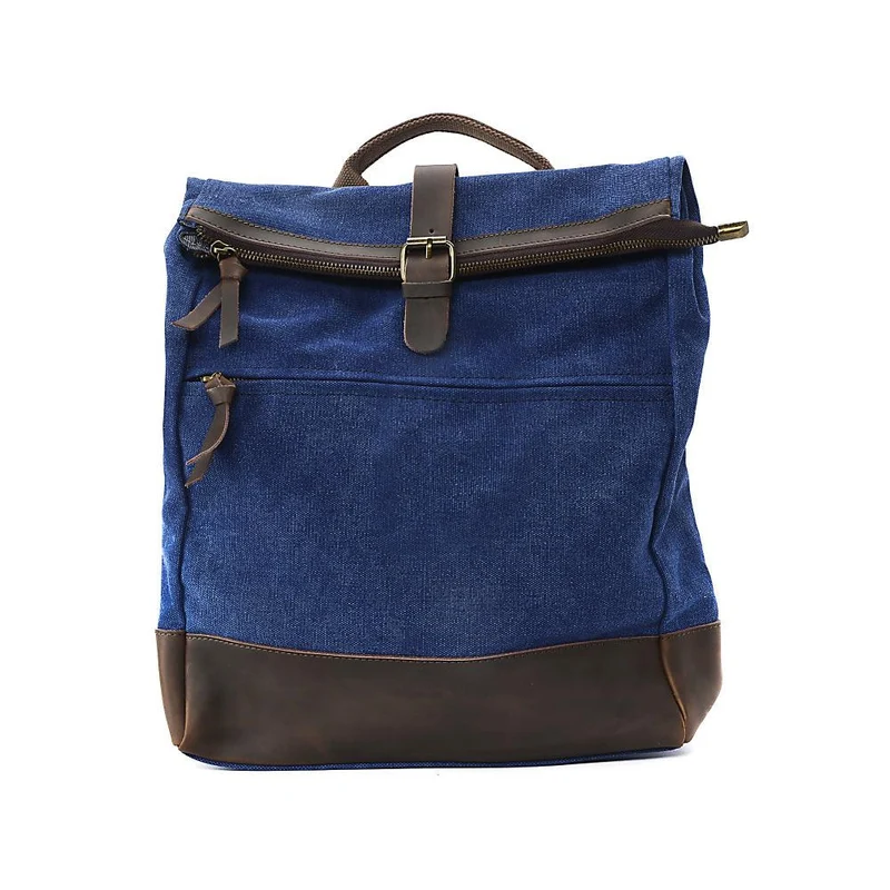 Sac à dos en toile et cuir TEKOKOTA Bleu denim