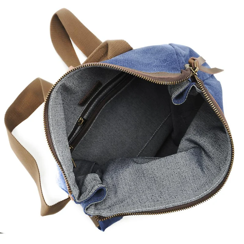 Sac à dos en toile et cuir TEKOKOTA Bleu denim