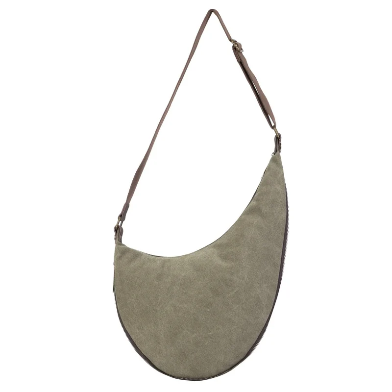 Sac besace holster en cuir italien et toile ANVERS Vert olive