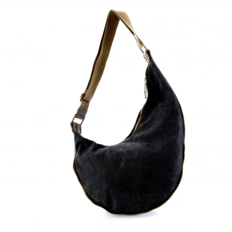 Sac besace holster en cuir italien et toile ANVERS Noir