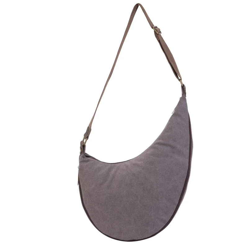 Sac besace holster en cuir italien et toile ANVERS Gris taupé