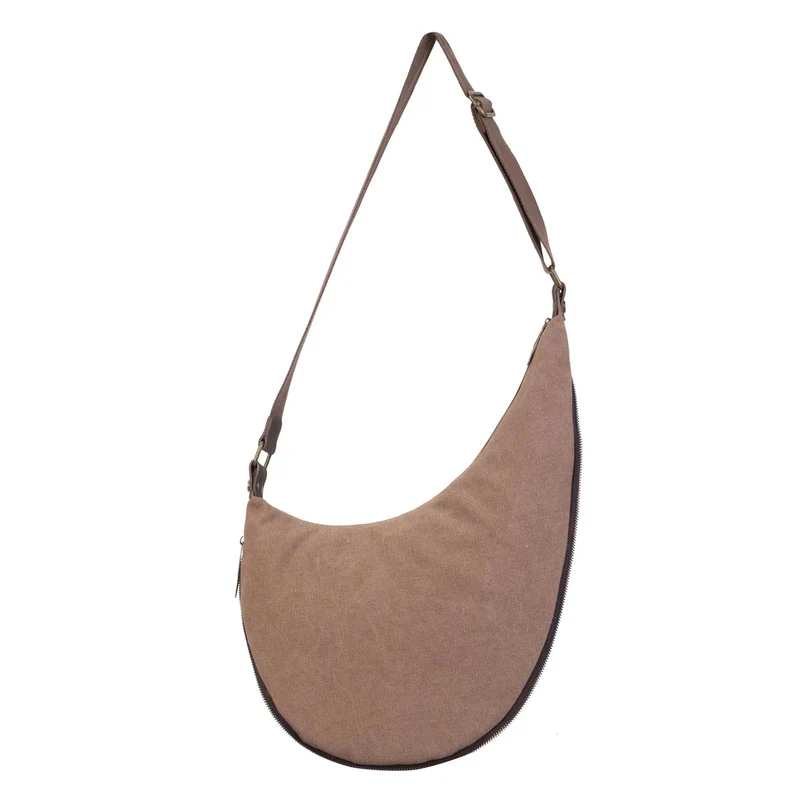 Sac besace holster en cuir italien et toile ANVERS Marron camel foncé