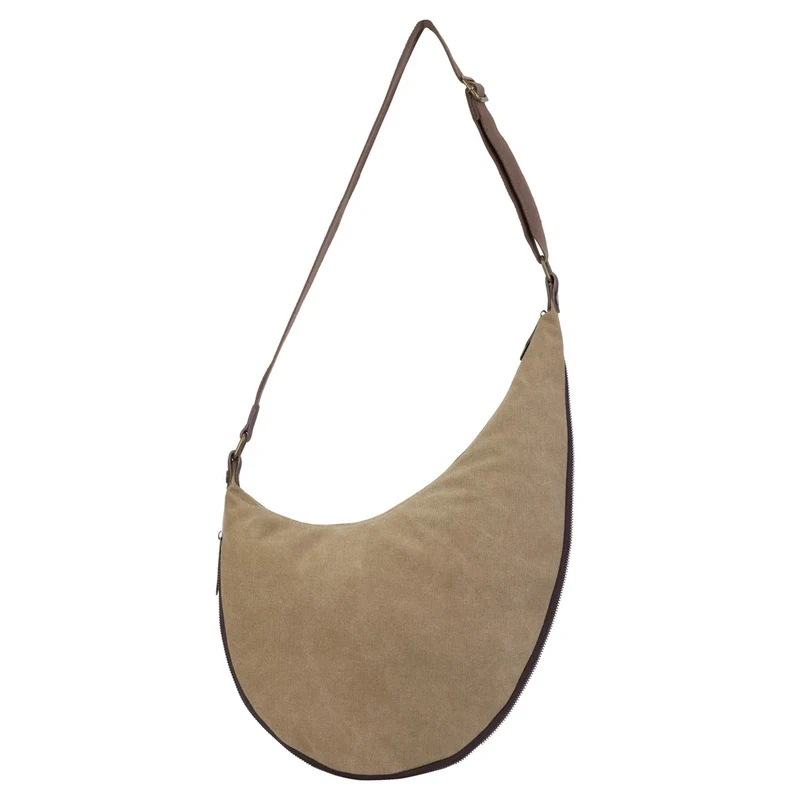 Sac besace holster en cuir italien et toile ANVERS Beige foncé