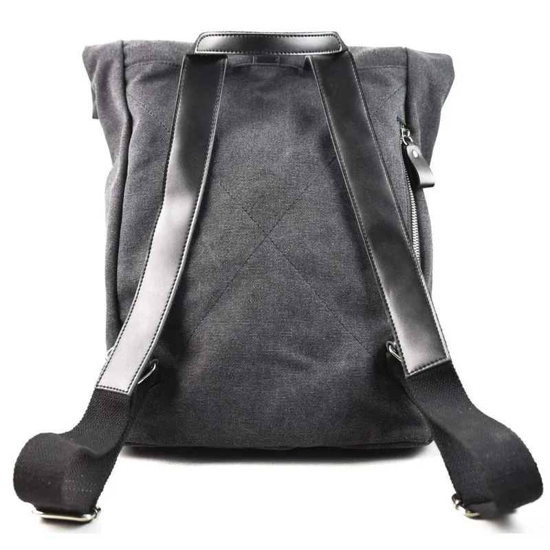 Sac à dos en toile et cuir BASTILLE Noir