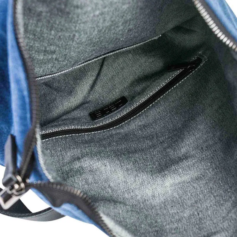 Sac à dos en toile et cuir BASTILLE Bleu denim