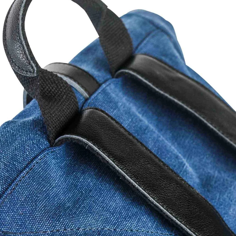 Sac à dos en toile et cuir BASTILLE Bleu denim