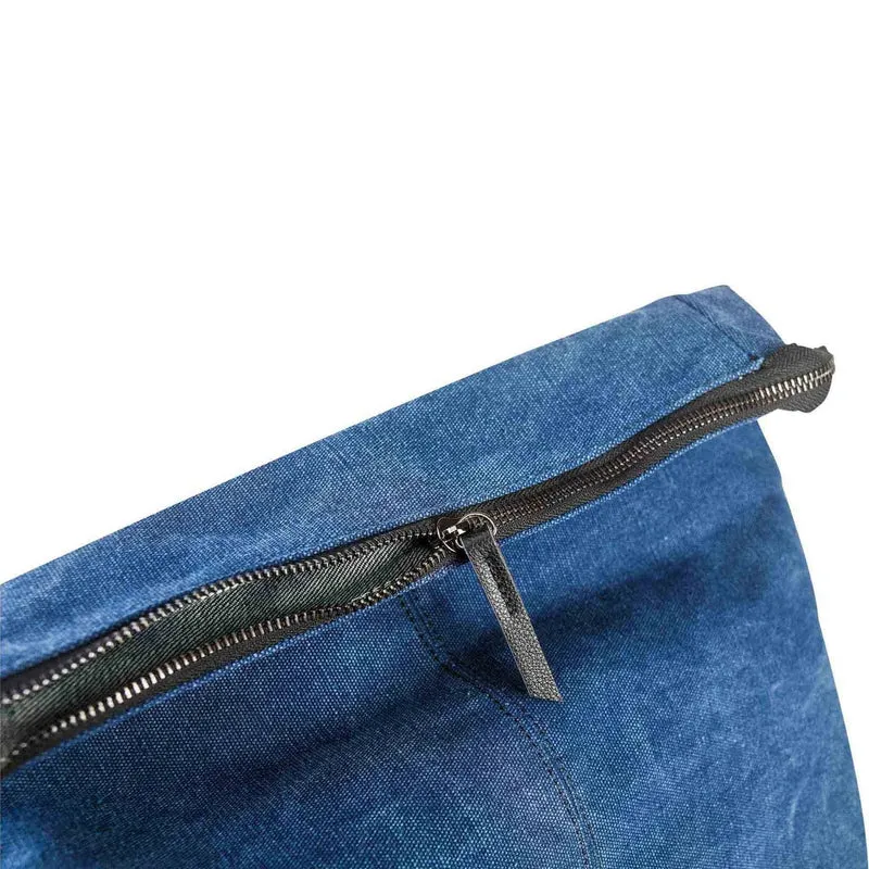 Sac à dos en toile et cuir BASTILLE Bleu denim