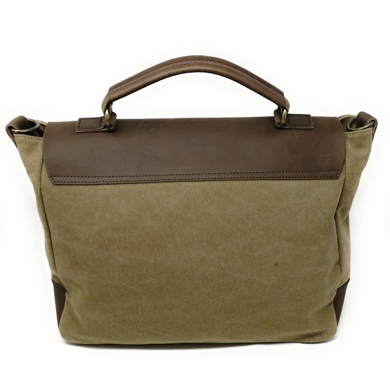 Cartable toile et cuir MOOREA Vert olive