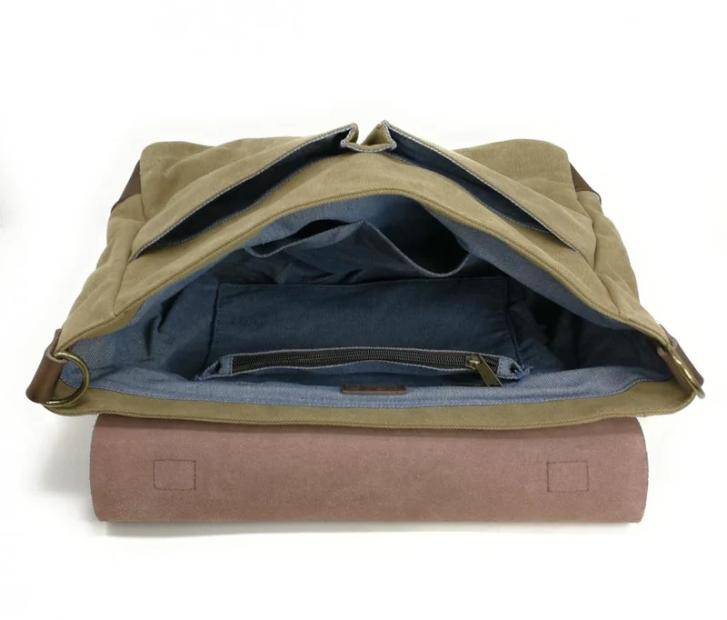 Cartable toile et cuir MOOREA Vert olive