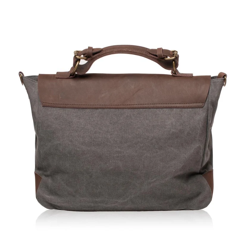 Cartable toile et cuir MOOREA Gris taupé
