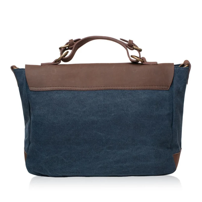 Cartable toile et cuir MOOREA Bleu denim