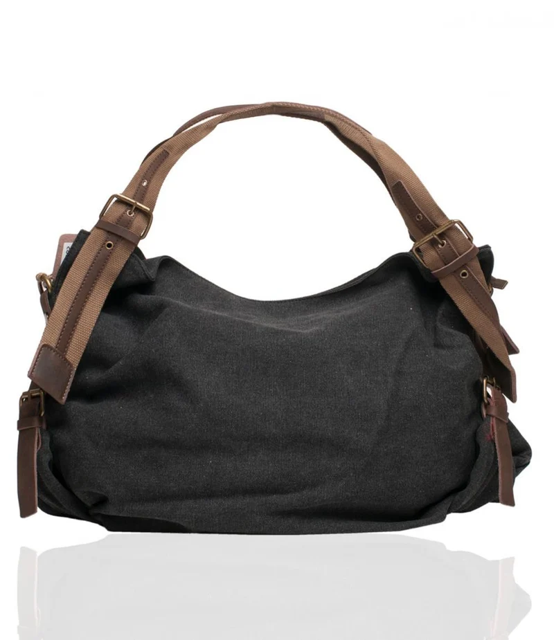 Sac week-end en toile et cuir PUKA PUKA Noir