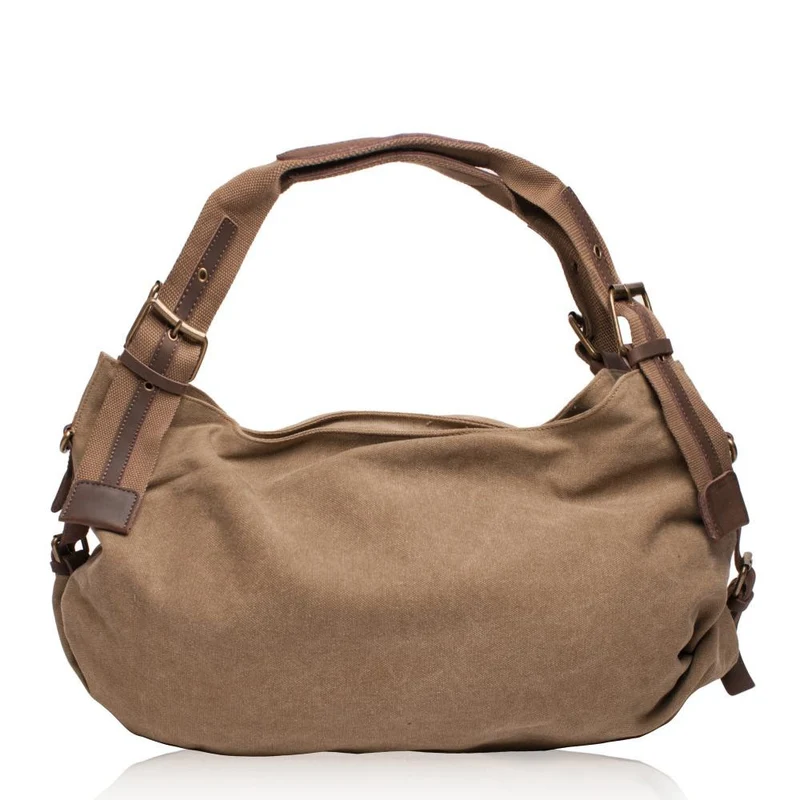 Sac week-end en toile et cuir PUKA PUKA Camel foncé