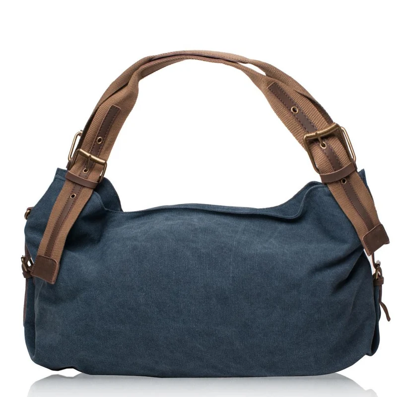 Sac week-end en toile et cuir PUKA PUKA Bleu