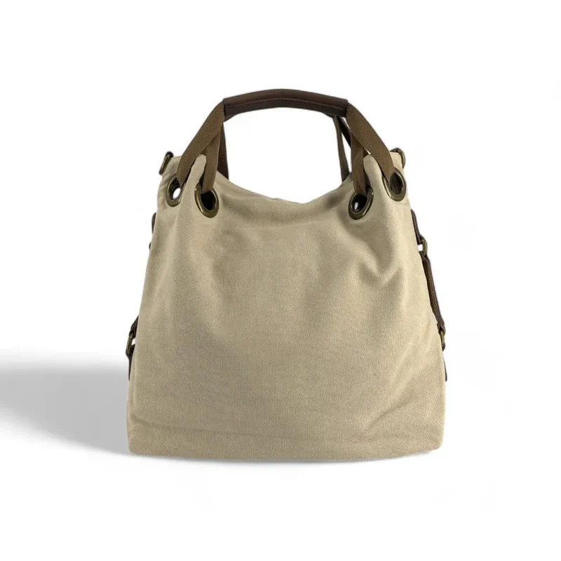 Sac week-end convertible en toile et cuir MONTPARNASSE Beige