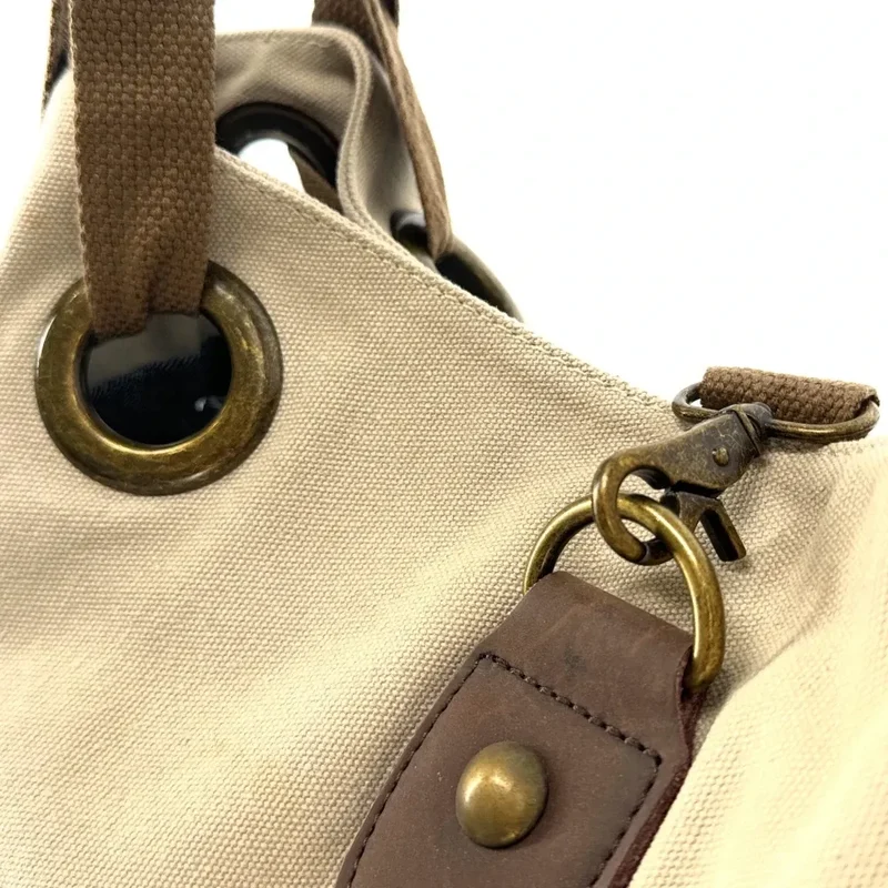 Sac week-end convertible en toile et cuir MONTPARNASSE Beige
