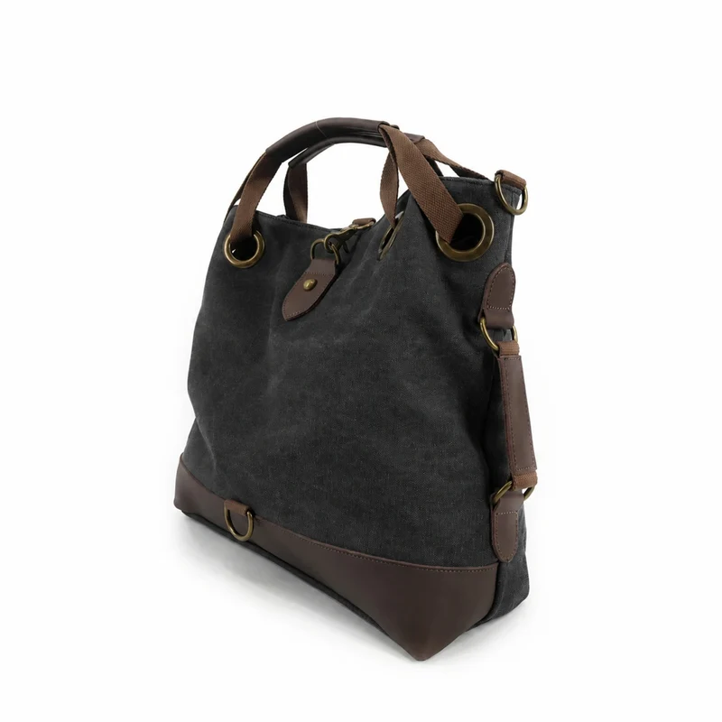 Sac week-end convertible en toile et cuir MONTPARNASSE Noir