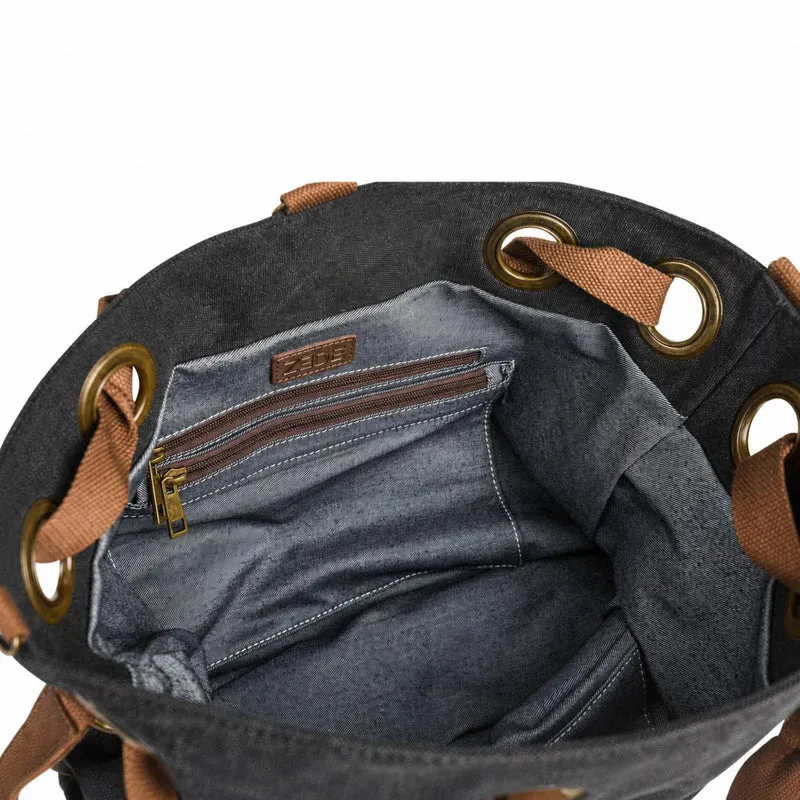 Sac week-end convertible en toile et cuir MONTPARNASSE Noir