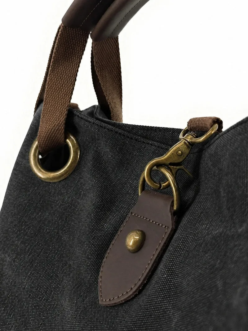 Sac week-end convertible en toile et cuir MONTPARNASSE Noir