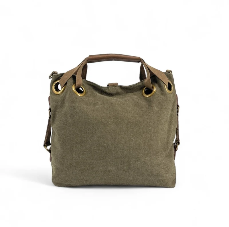 Sac week-end convertible en toile et cuir MONTPARNASSE Vert olive