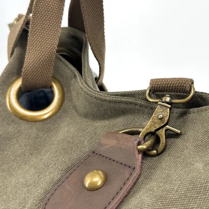 Sac week-end convertible en toile et cuir MONTPARNASSE Vert olive