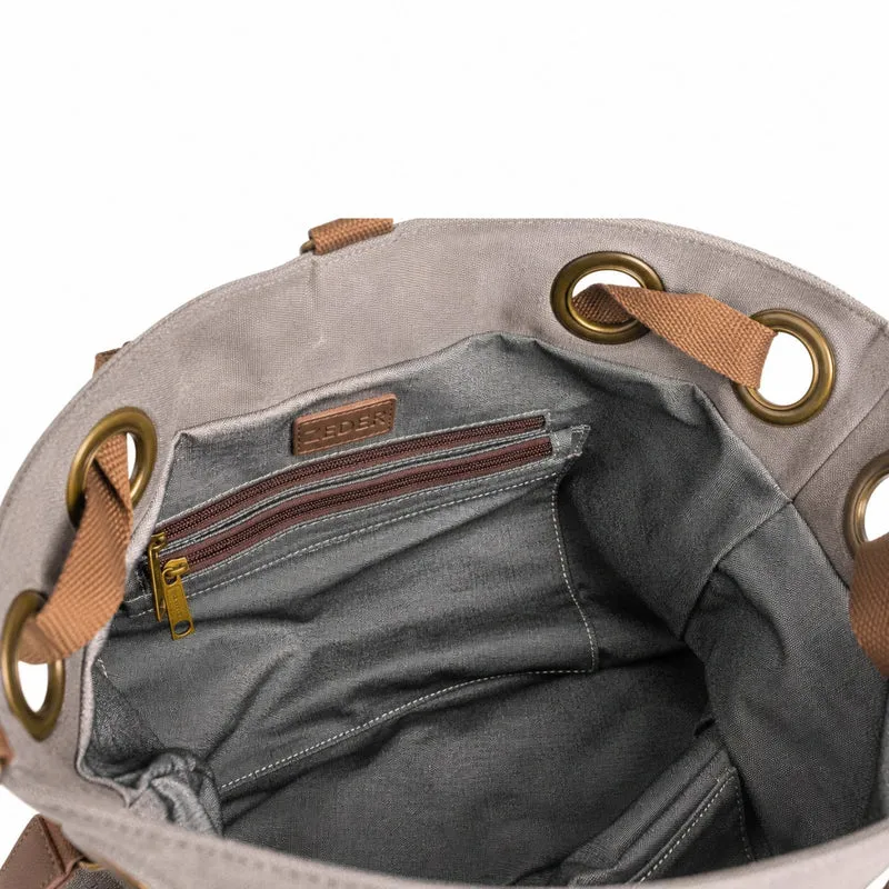 Sac week-end convertible en toile et cuir MONTPARNASSE Gris taupé