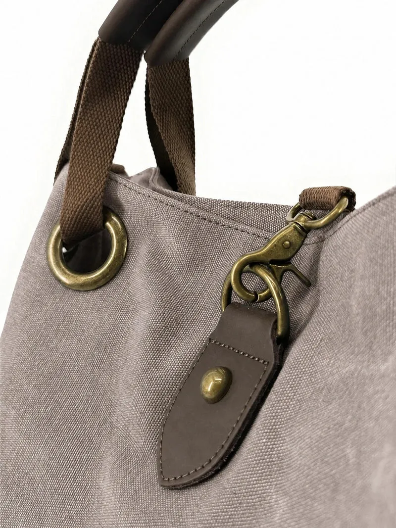 Sac week-end convertible en toile et cuir MONTPARNASSE Gris taupé