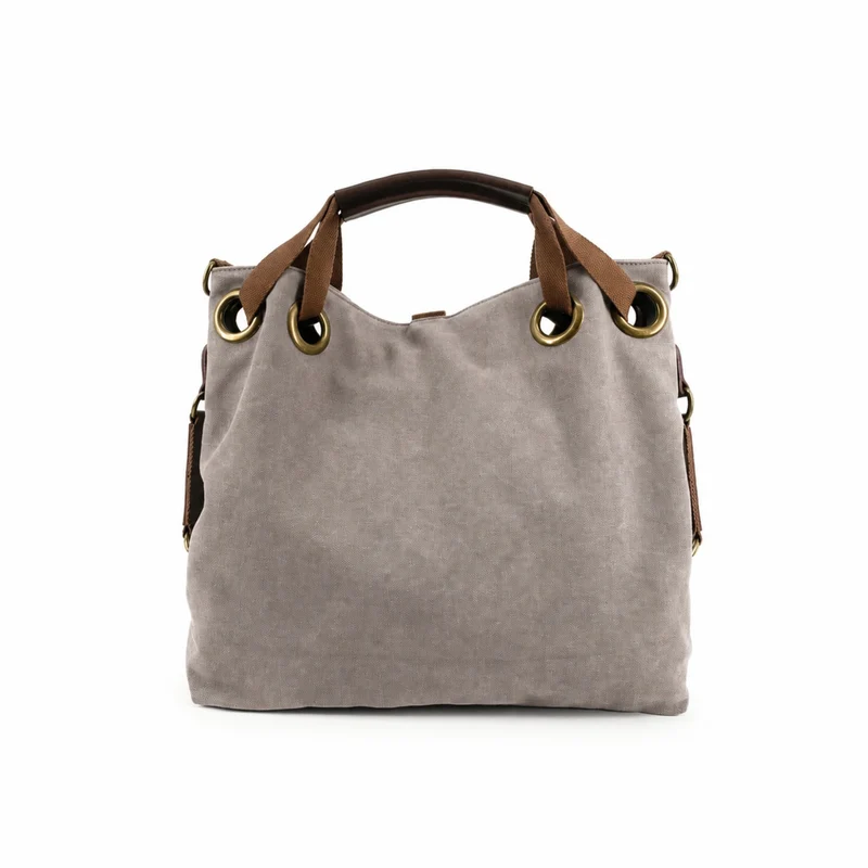 Sac week-end convertible en toile et cuir MONTPARNASSE Gris taupé