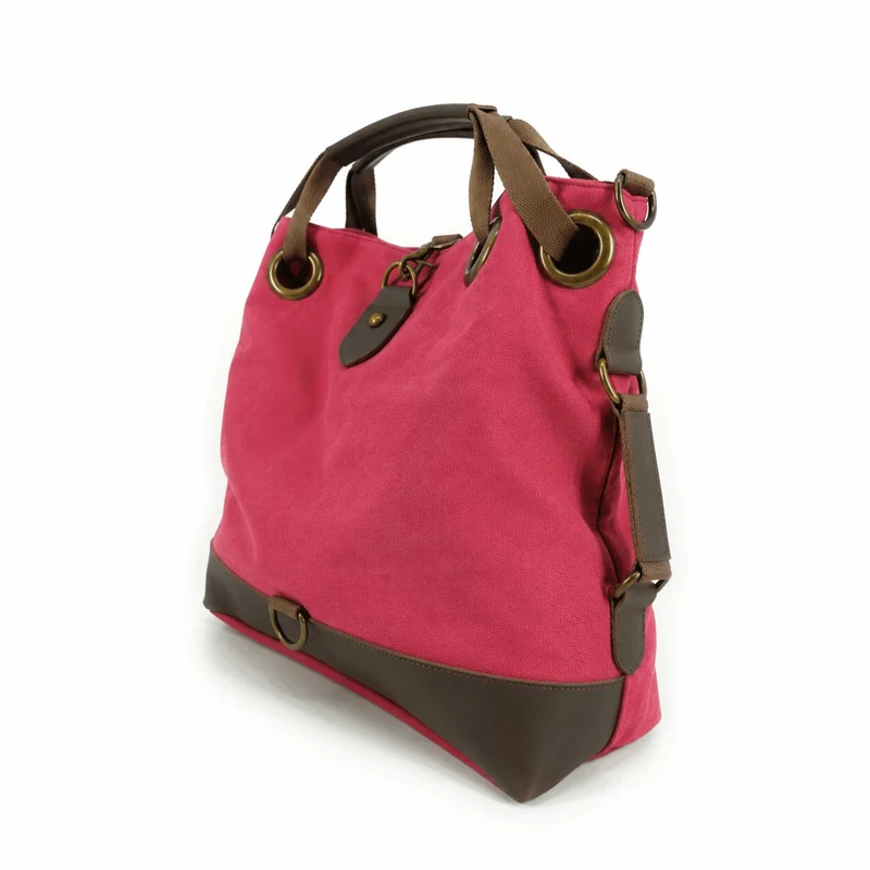 Sac week-end convertible en toile et cuir MONTPARNASSE Rose framboise
