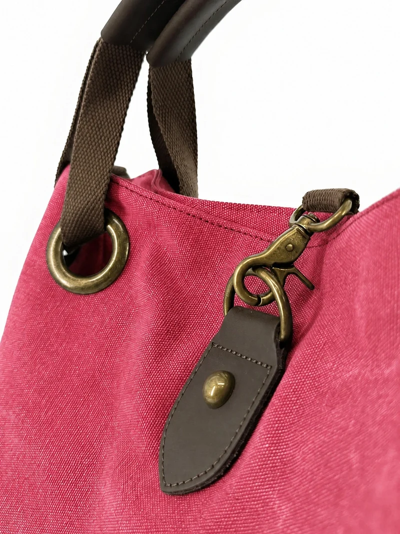 Sac week-end convertible en toile et cuir MONTPARNASSE Rose framboise
