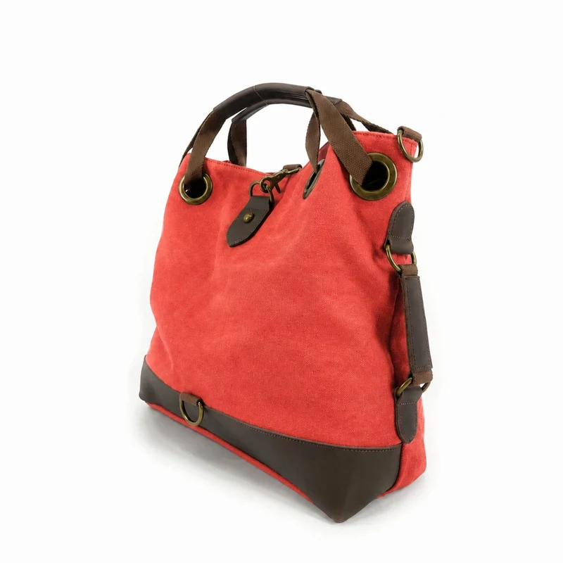 Sac week-end convertible en toile et cuir MONTPARNASSE Rose corail
