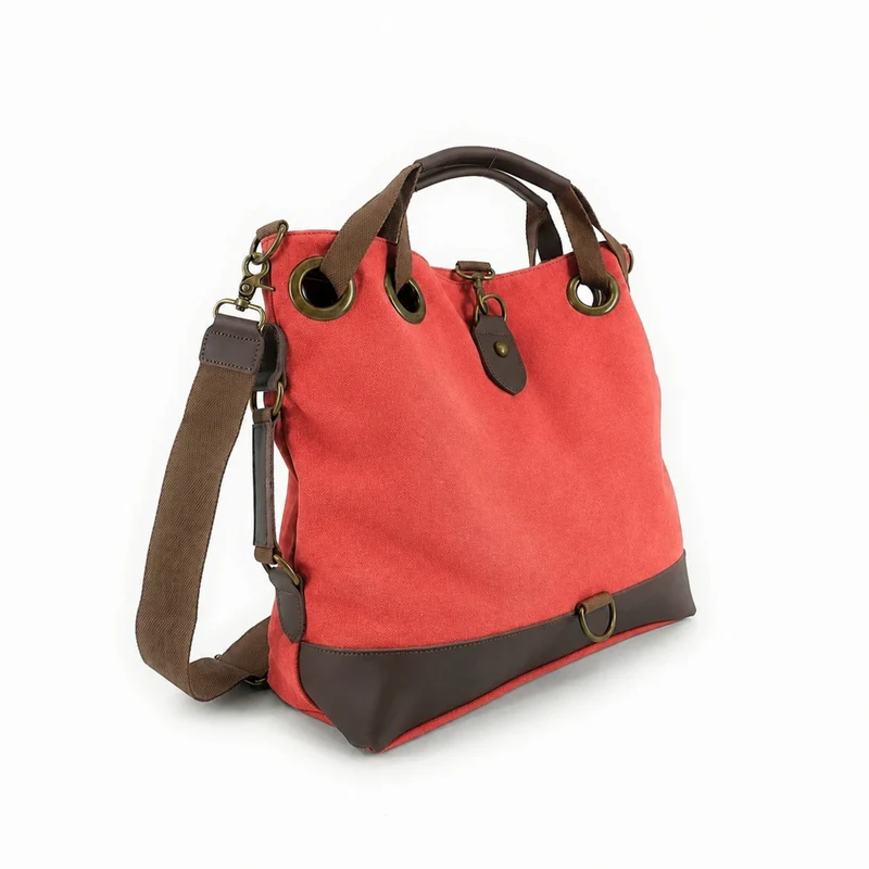 Sac week-end convertible en toile et cuir MONTPARNASSE Rose corail