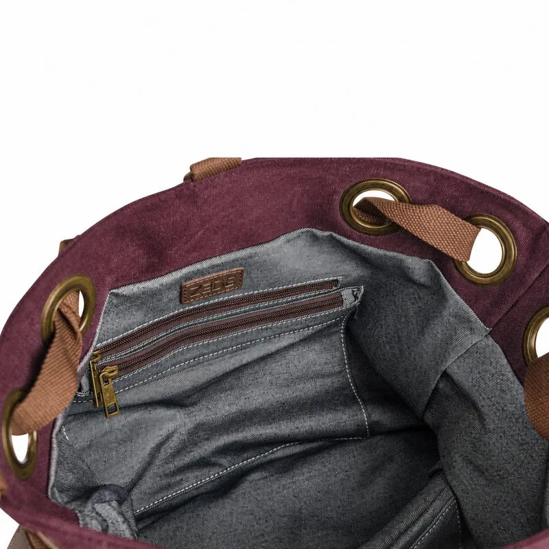 Sac week-end convertible en toile et cuir MONTPARNASSE Bordeaux