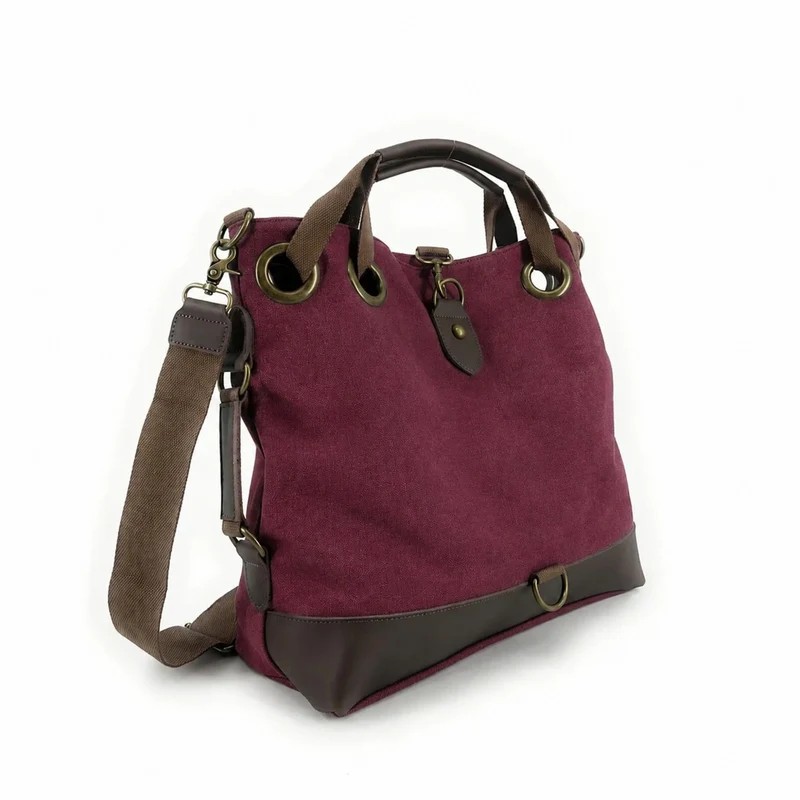 Sac week-end convertible en toile et cuir MONTPARNASSE Bordeaux