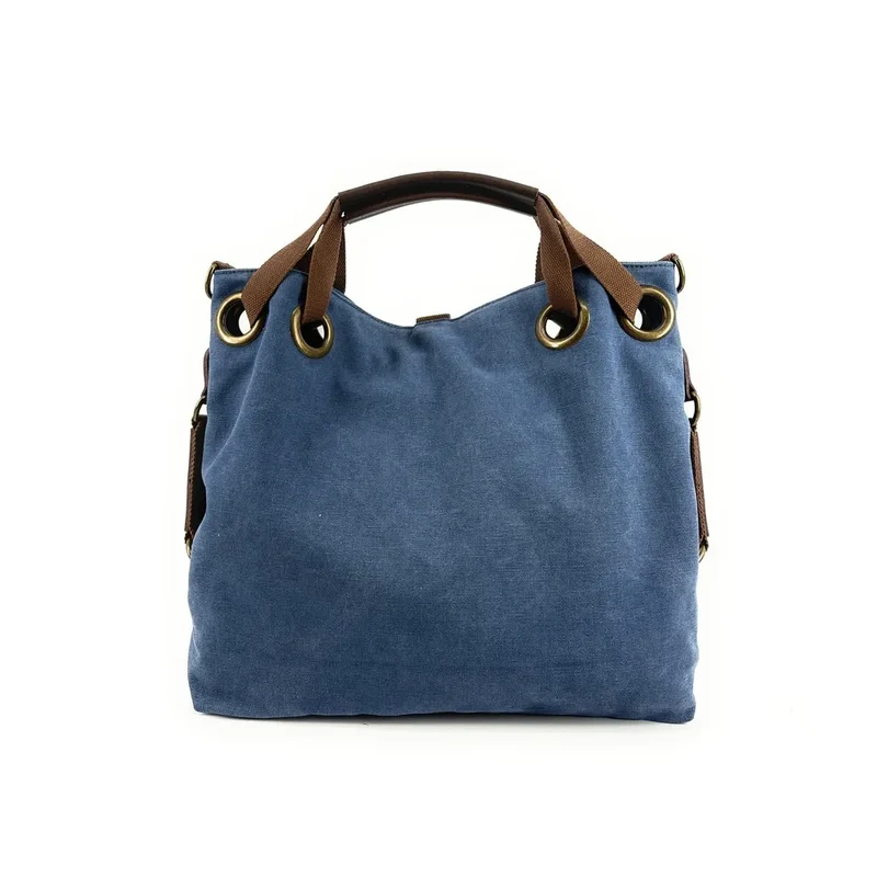 Sac week-end convertible en toile et cuir MONTPARNASSE Bleu denim