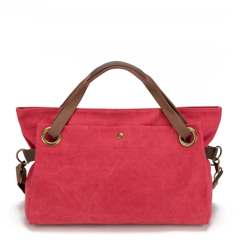 Sac week-end en cuir et toile TOBAGO L Rose framboise