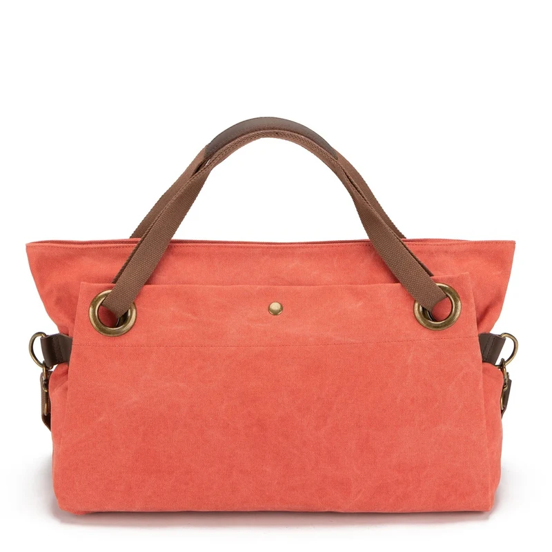 Sac week-end en cuir et toile TOBAGO L Rose corail