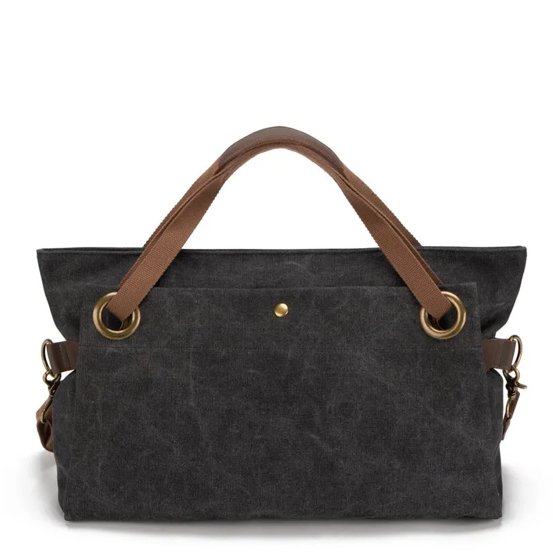 Sac week-end en cuir et toile TOBAGO L Noir