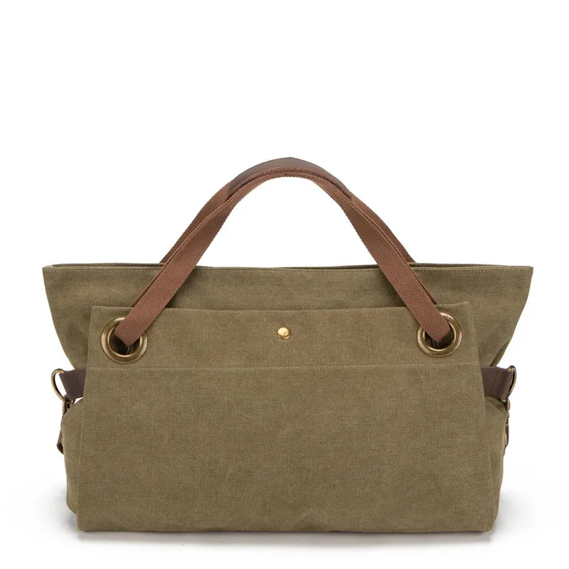 Sac week-end en cuir et toile TOBAGO L Vert olive