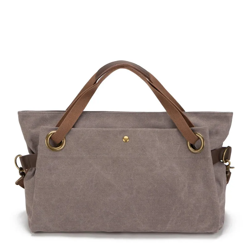 Sac week-end en cuir et toile TOBAGO L Gris taupé