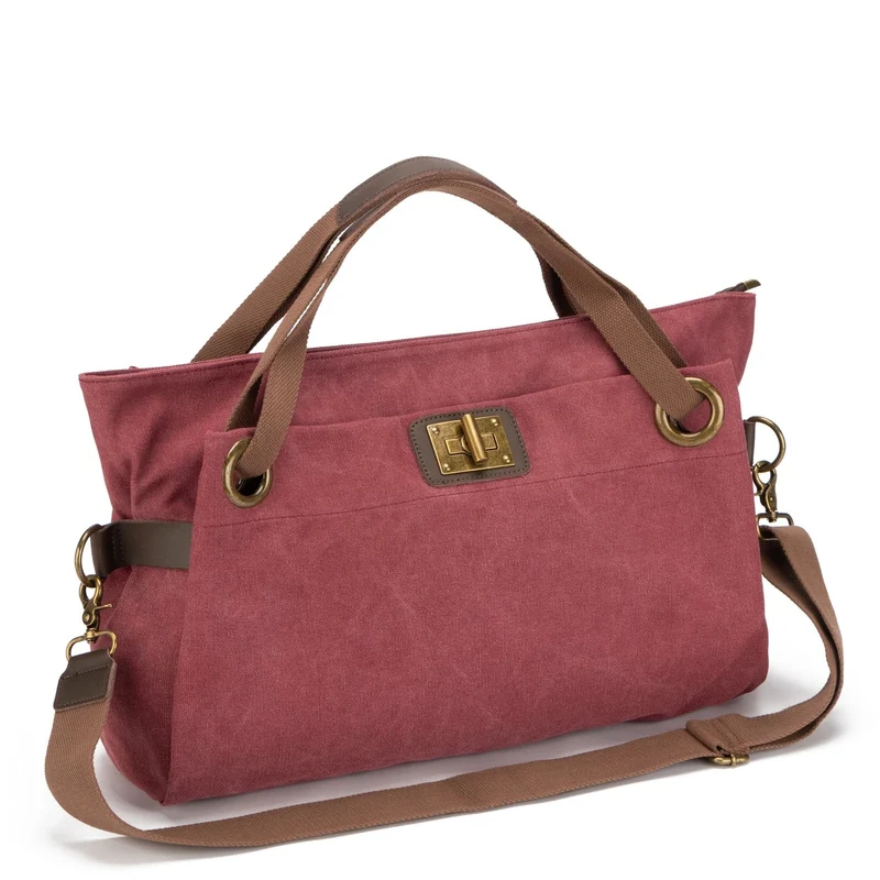 Sac week-end en cuir et toile TOBAGO L Bordeaux
