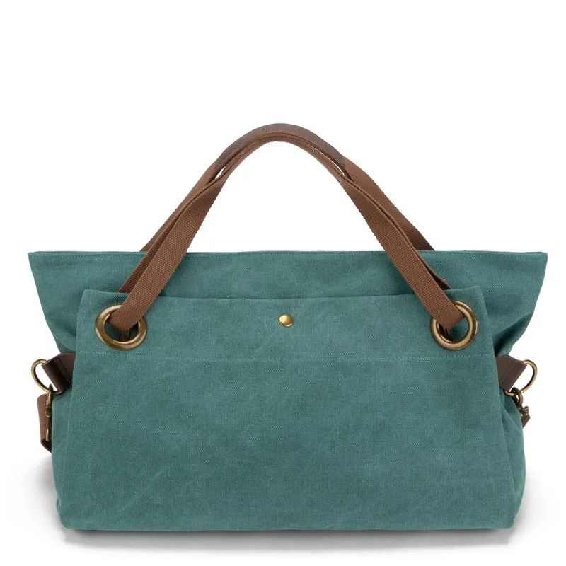 Sac week-end en cuir et toile TOBAGO L Vert canard